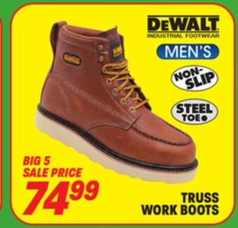Big 5 Dewalt truss steel toe men's work boots offer