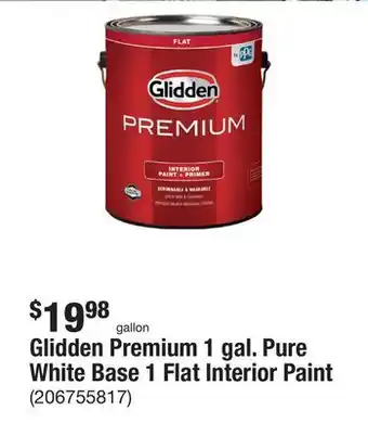 The Home Depot Glidden premium 1 gal. pure white base 1 flat interior paint offer