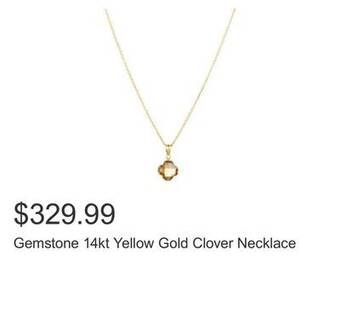 Costco Gemstone 14kt yellow gold clover necklace offer