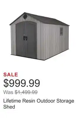 Costco Lifetime resin outdoor storage shed offer