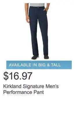 Costco Kirkland signature men's performance pant offer