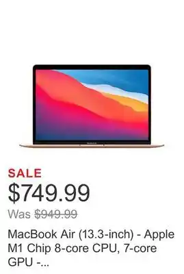 Costco Macbook air (13.3-inch) - apple m1 chip 8-core cpu, 7-core gpu - 8gb memory - 256gb ssd gold offer
