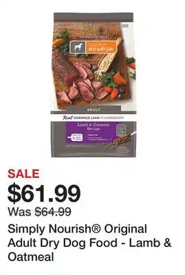Petsmart Simply nourish original adult dry dog food - lamb & oatmeal offer