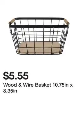 Five Below Wood & wire basket 10.75in x 8.35in offer