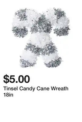 Five Below Tinsel candy cane wreath 18in offer
