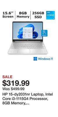 BJ’s Hp 15-dy2031nr laptop, intel core i3-1115g4 processor, 8gb memory, 256gb ssd offer