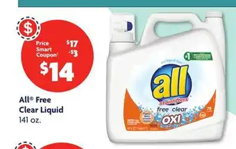 Family Dollar All free clear liquid offer
