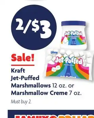 Family Dollar Kraft jet-puffed marshmallows 12 oz. or marshmallow creme 7 oz offer