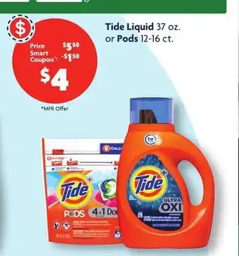 Family Dollar Tide liquid 37 oz. or pods 12-16 ct offer