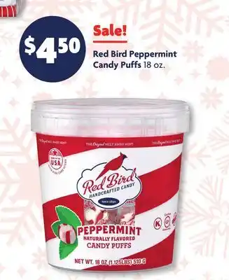 Family Dollar Red bird peppermint candy puffs offer