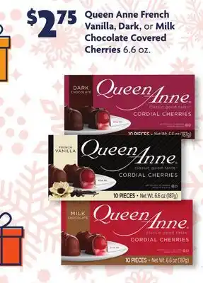 Family Dollar Queen anne french vanilla, dark, or milk chocolate covered cherries offer