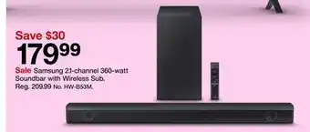 Target Samsung 2.1-channel 360-watt soundbar with wireless sub offer