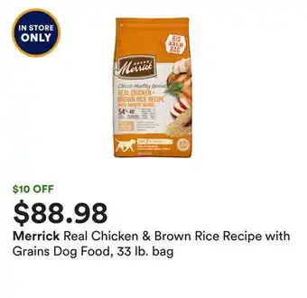 Petco Real chicken & brown rice recipe with grains dog food, 33 lb. bag offer