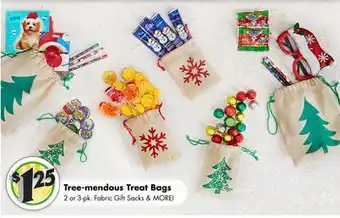 Dollar Tree Tree-mendous treat bags 2 or 3-pk. fabric gift sacks offer