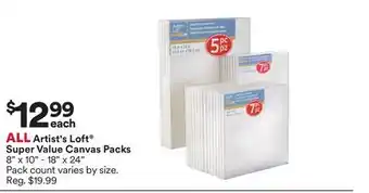 Michaels All artist's loft super value canvas packs offer