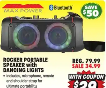 Big 5 Max power rocker portable bluetooth speaker with dancing lights offer