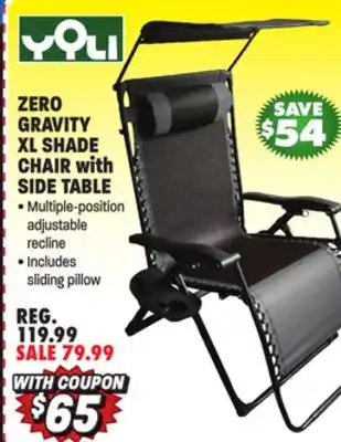 Big 5 Yoli zero gravity xl shade chair with side table offer