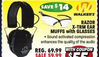 Big 5 Walkers game ear razor x-trm ear muffs with glasses offer