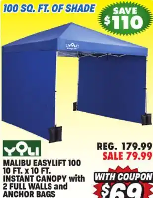 Big 5 Yoli malibu easylift 100 10' x 10' straight leg instant canopy value pack offer