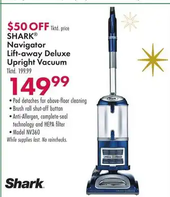 Boscov's Shark navigator lift-away deluxe upright vacuum offer