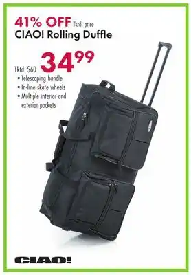 Boscov's Ciao! rolling duffle offer
