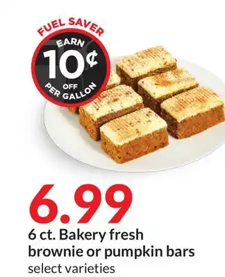 Hy-Vee 6 ct. bakery fresh brownie or pumpkin bars offer