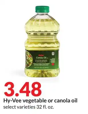 Hy-Vee Hy-vee vegetable or canola oil offer