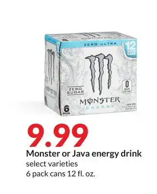 Hy-Vee Monster or java energy drink offer