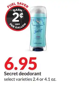 Hy-Vee Secret deodorant offer