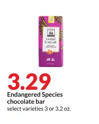 Hy-Vee Endangered species chocolate bar offer