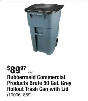 The Home Depot Rubbermaid commercial products brute 50 gal. grey rollout trash can with lid offer