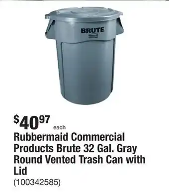 The Home Depot Rubbermaid commercial products brute 32 gal. gray round vented trash can with lid offer