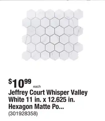 The Home Depot Jeffrey court whisper valley white 11 in. x 12.625 in. hexagon matte porcelain wall and floor mosaic tile (0.964 sq. ft./each offer