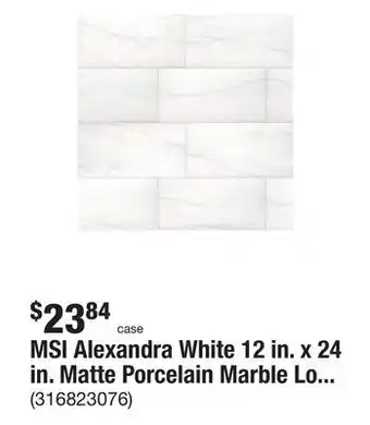 The Home Depot Msi alexandra white 12 in. x 24 in. matte porcelain marble look floor and wall tile (16 sq. ft./case) offer