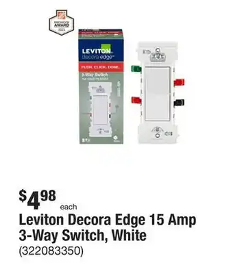 The Home Depot Leviton decora edge 15 amp 3-way switch, white offer
