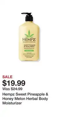Ulta Beauty Hempz sweet pineapple & honey melon herbal body moisturizer offer