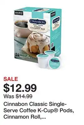 Office Depot Cinnabon classic single-serve coffee k-cup pods, cinnamon roll, carton of 24 offer