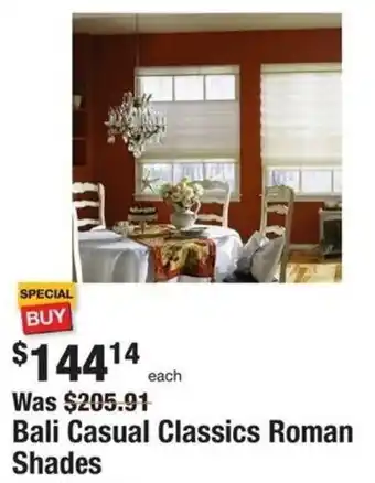 The Home Depot Bali Casual Classics Roman Shades offer