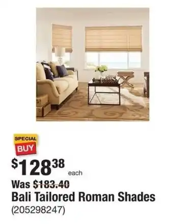 The Home Depot Bali Tailored Roman Shades offer