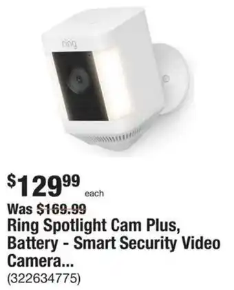 The Home Depot Ring Spotlight Cam Plus, Battery - Smart Security Video Camera... offer
