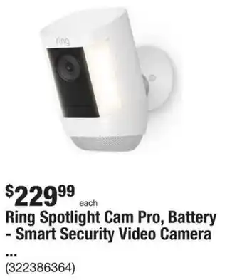 The Home Depot Ring Spotlight Cam Pro, Battery - Smart Security Video Camera offer