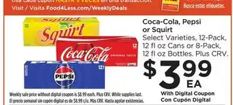 Food 4 Less Coca-cola, pepsi or squirt offer