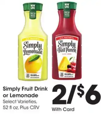 Ralphs Simply fruit drink or lemonade offer