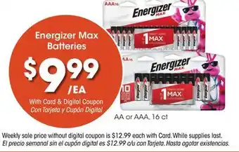 Ralphs Energizer max batteries offer