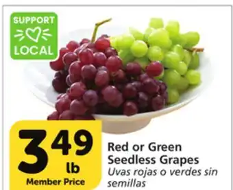 Albertsons Red or green seedless grapes offer