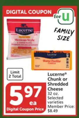 Albertsons Lucerne chunk or shredded cheese offer