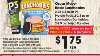 Ralphs Oscar mayer basic lunchables offer
