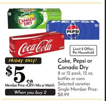 Pavilions Coke, pepsi or canada dry offer