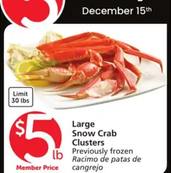 Vons Large snow crab clusters offer