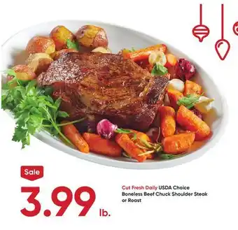 Stater Bros Usda choice boneless beef chuck shoulder steak or roast offer